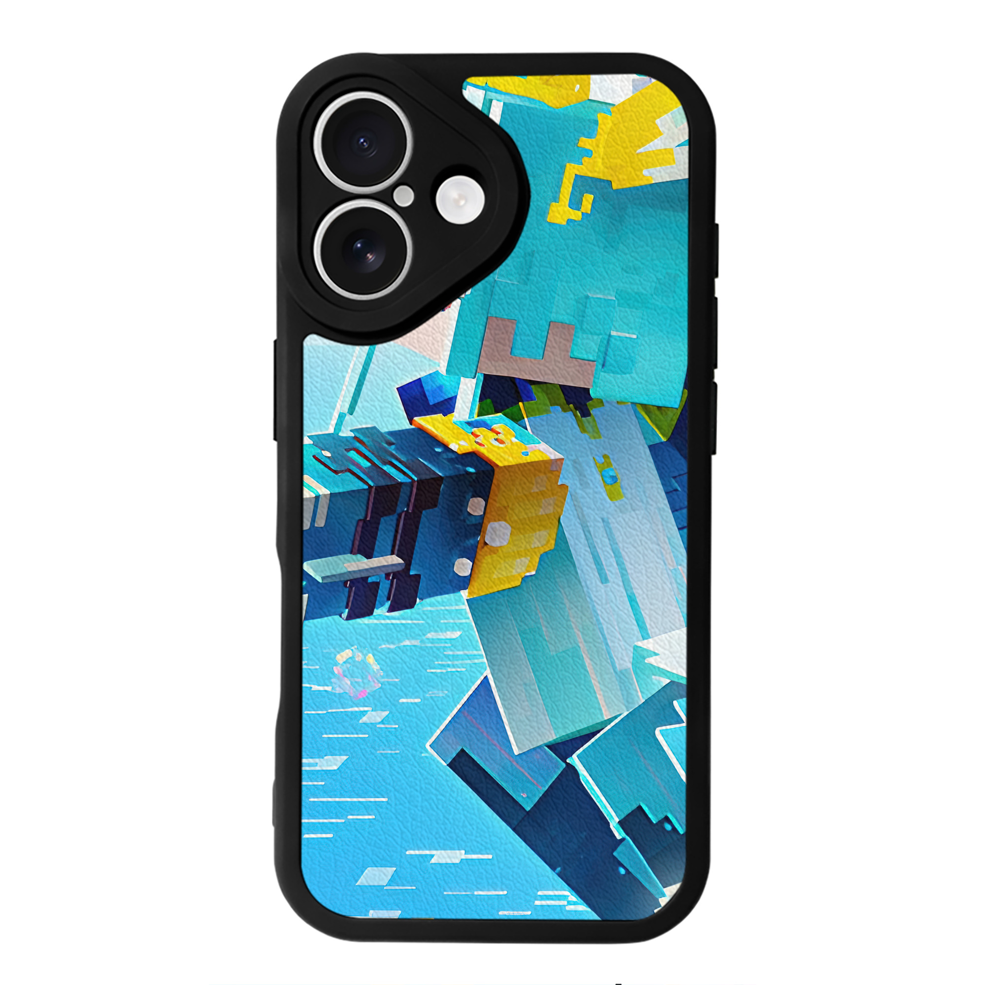 （画像用） マインクラフト ブロックの世界 Minecraft MC Block world 【iPhone 16シリーズ対応】シリコンスマホケース（レザー調） 材質：シリコン